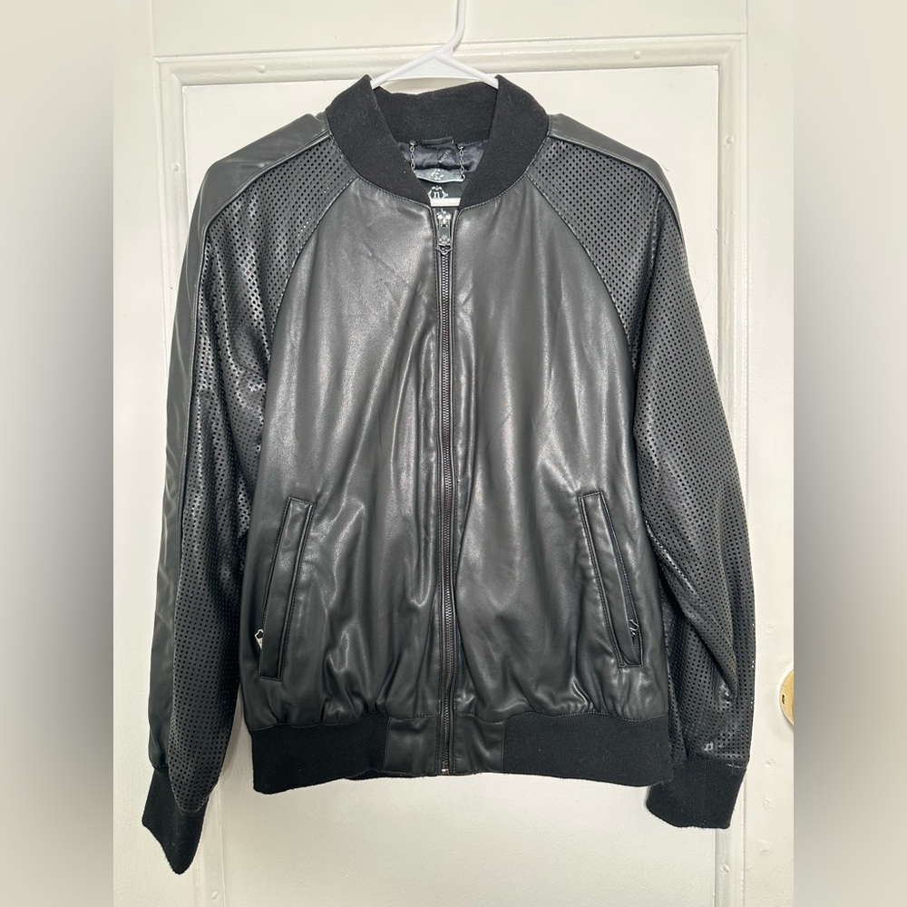 Nanette Lepore Black Perforated Bomber Jacket